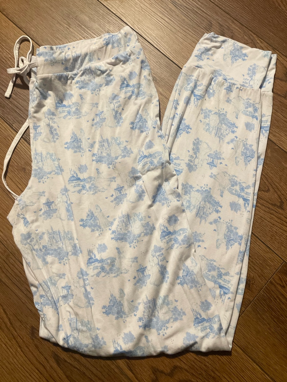 Little Snuggles Bamboo Classic Blue Toile Drawstring Pajama Bottoms